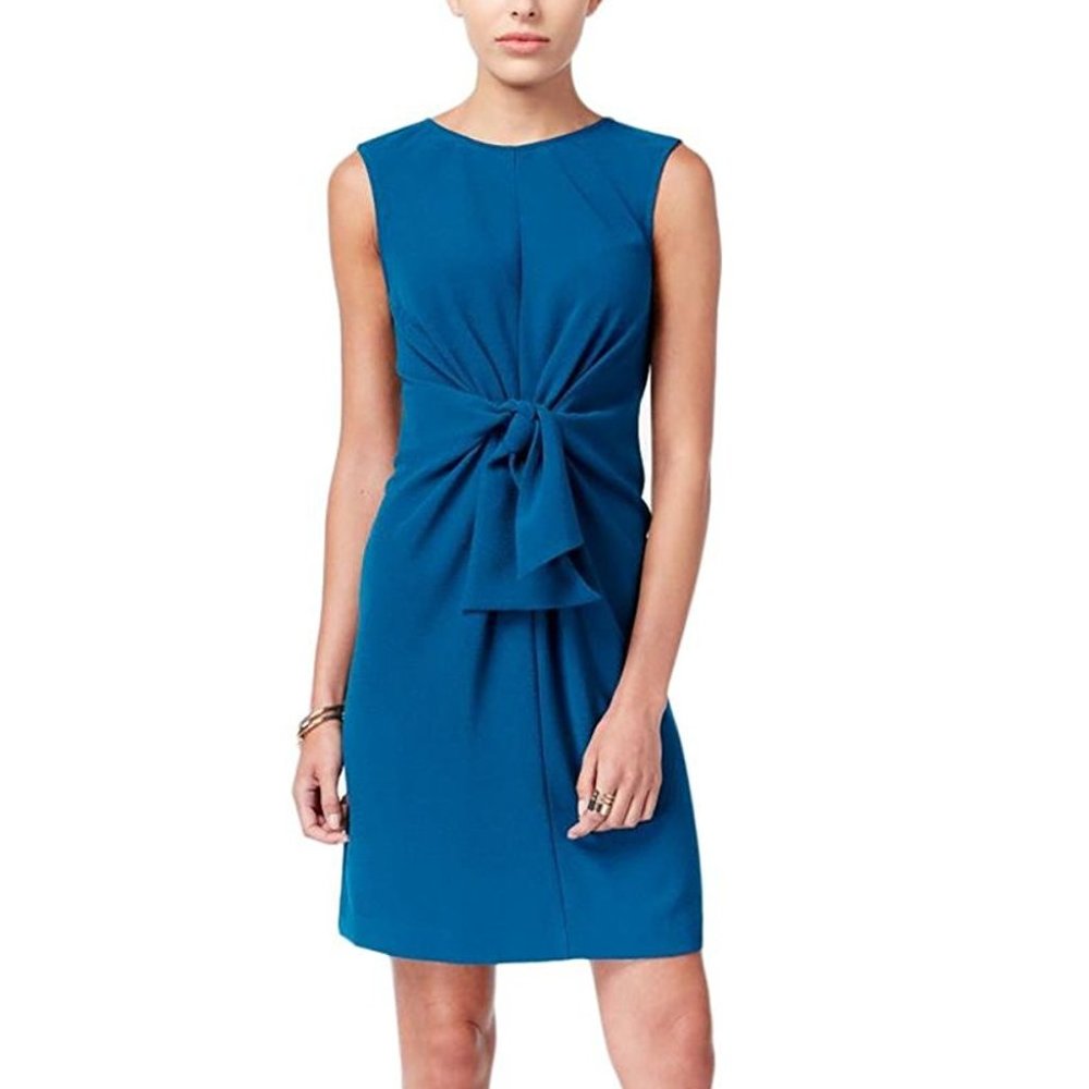 Bar III NEW Womens Juniors Knotted Sleeveless Sheath Dress Rainforest Teal (XXS)